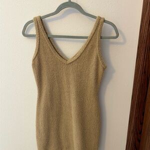 Tan Sleeveless Textured Dress